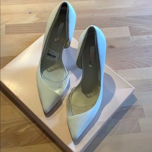 BCBG white and clear heels 7.5 (new with box)